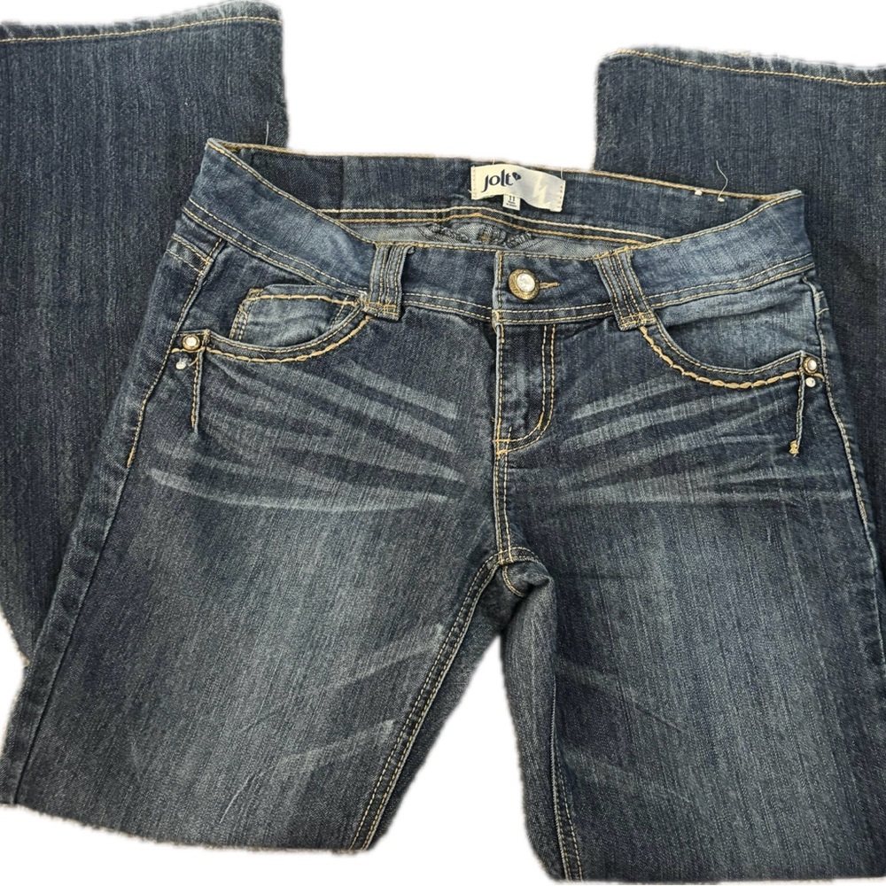 Jolt Blue Flare & Wide Leg Jeans with Subtle Distressing Size 11
